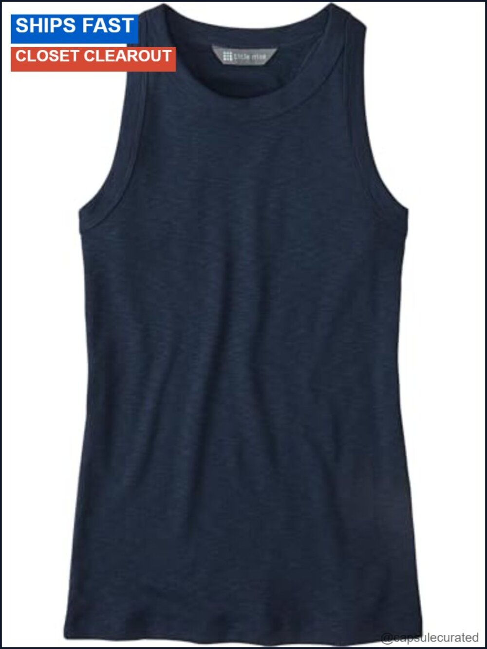 Title Nine Headlands Ribbed Tank Top Slim Fit High Neck UPF 50 Odor Control